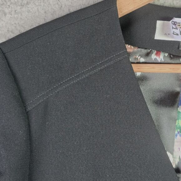 Tahari Arthur S Levine Black Floral Lined Blazer Jacket 14 Boxy Career Modern - Picture 13 of 15